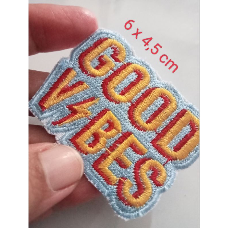 Patch bordir good vibes aksesoris tempelan jaket