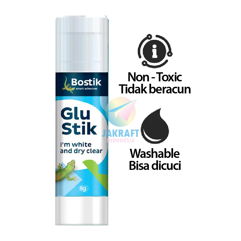 

(1 Pcs) Glu Stik 8 Gram BOSTIK Lem Glue Stick Putar Aman Washable Dapat Dicuci 8Gram Gr