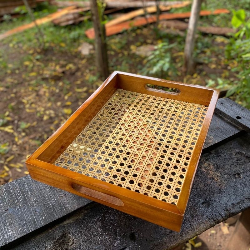 	 Tray Baki Rotan 30x40 / Nampan Kayu Rotan / Nampan Kayu Murah / Baki Rotan Murah	