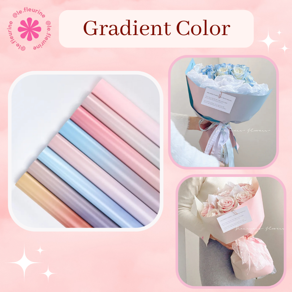 

Flower Wrapping Paper Gradient Color Rainbow Ombre Pastel Cotton Candy Unicorn Solid Pattern Cellophane Kertas Buket Motif Kotak Plaid Pop Up Bicolor White Glossy Waterproof Kertas Bungkus Bunga