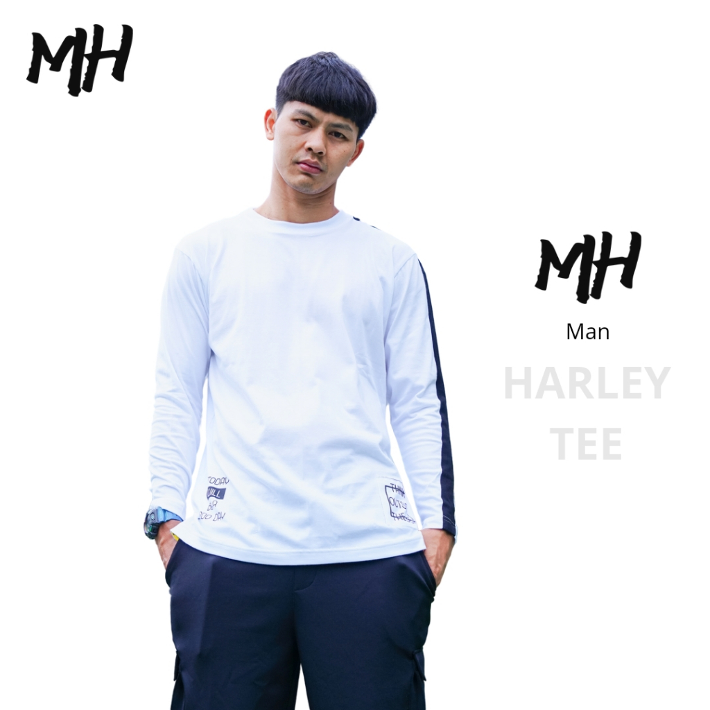 MH Fashion HARLEY TEE T-Shirt Men Women Unisex Lengan Panjang Polos Kombinasi Warna Printing Katun C