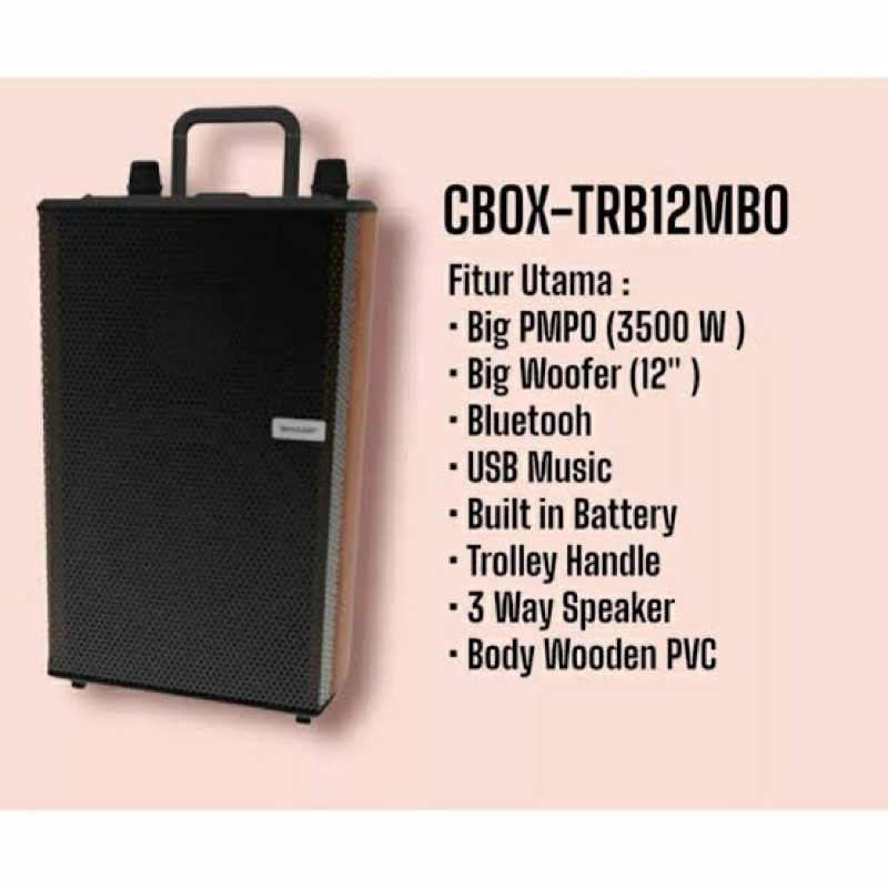 SHARP SPEAKER PORTABLE CBOX TRB12MBO AUDIO CBOXTRB12MBO FREE 2 MIC