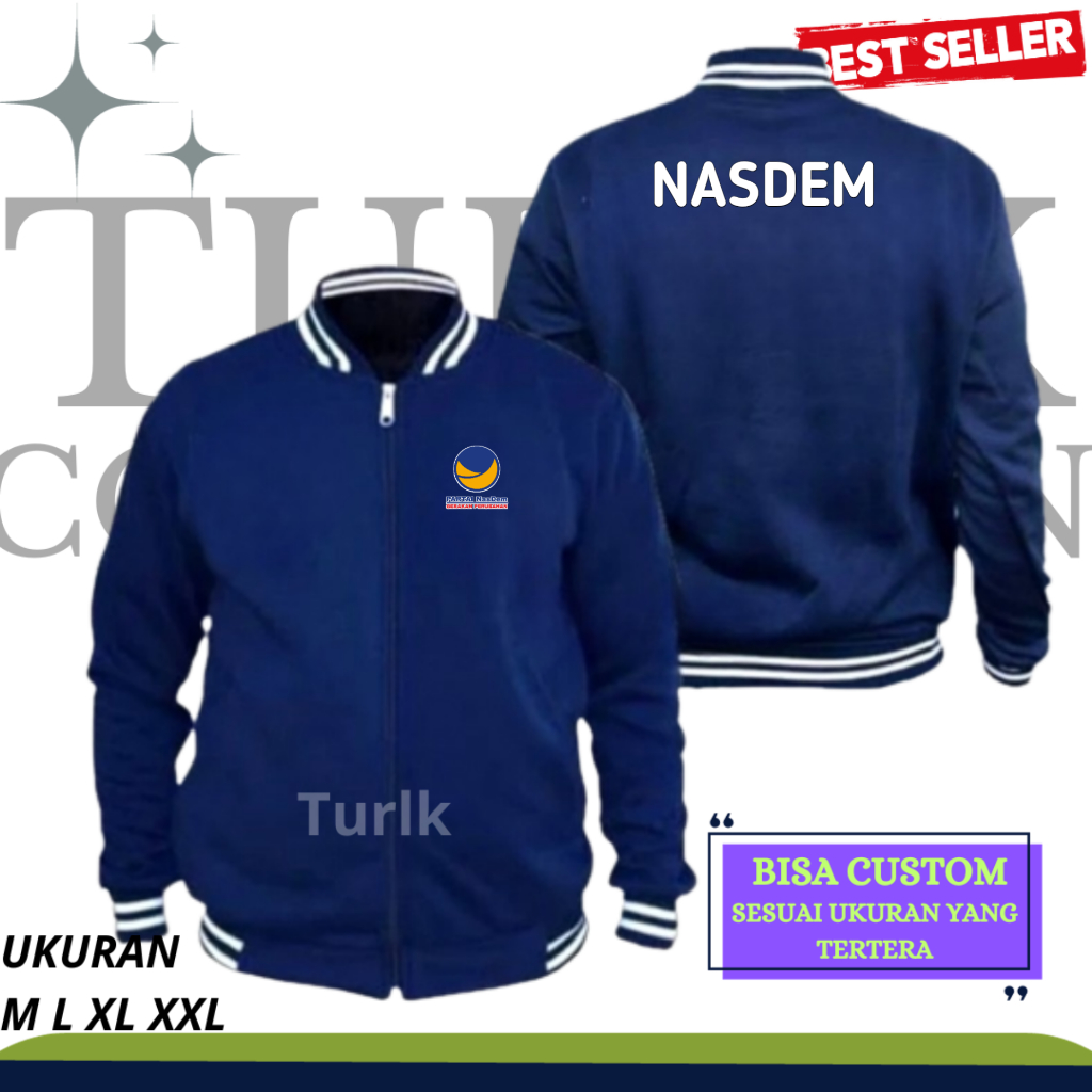 Jaket partai Nasdem Jaket Varsity Nasdem jaket Bahan Flecee