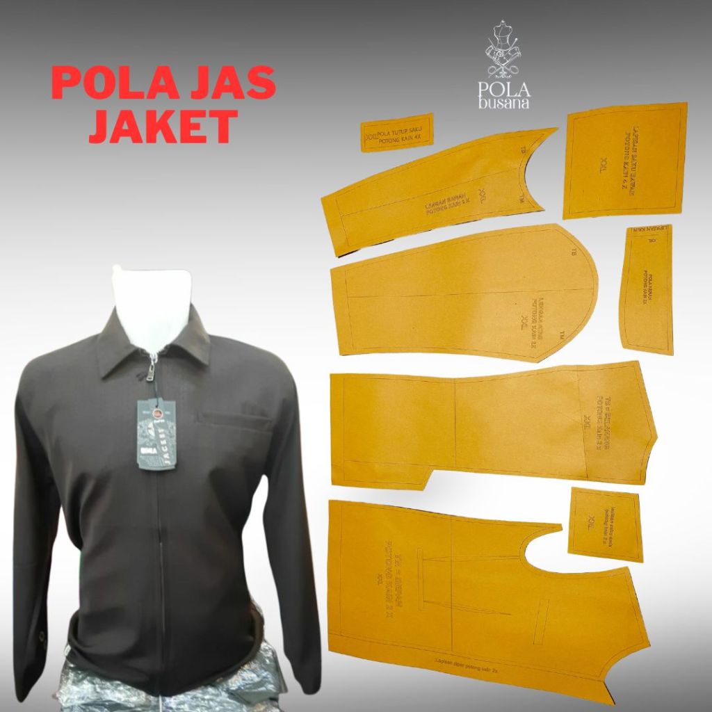 Pola jahit JasKET jaket semi jas dewasa pola instan siap pakai