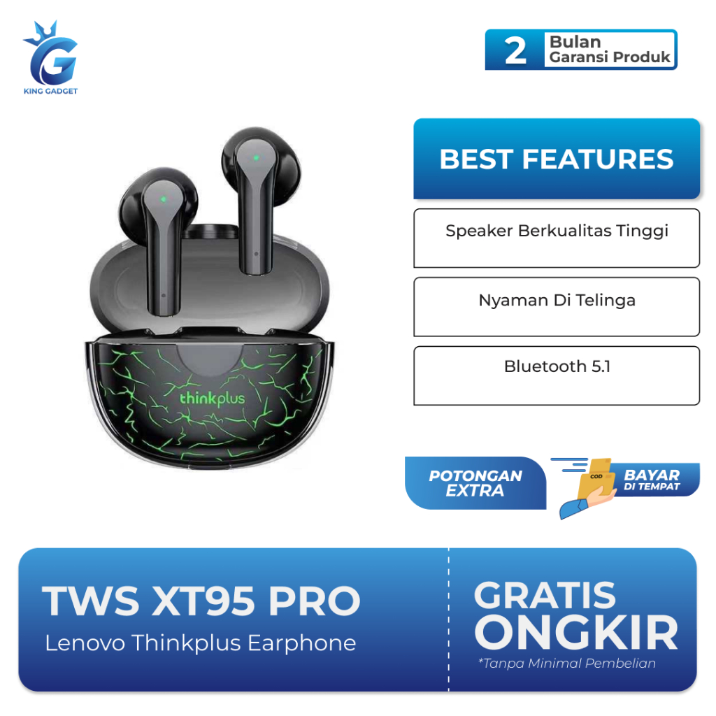 Lenovo Thinkplus  XT95 PRO Earphone Luminous Bluetooth 5.1 300mAh