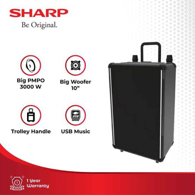 SHARP SPEAKER 10 INCH SHARP Speaker PORTABLE SHARP Trolley SEPEAKER Sharp 10 inch Sharp TRB-10CBL / 