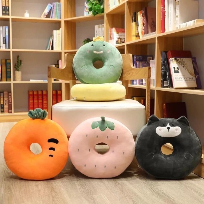 Boneka Bantal Donat Dino / Carrot / Strawberry / Husky bantal alas Empuk dan Nyaman