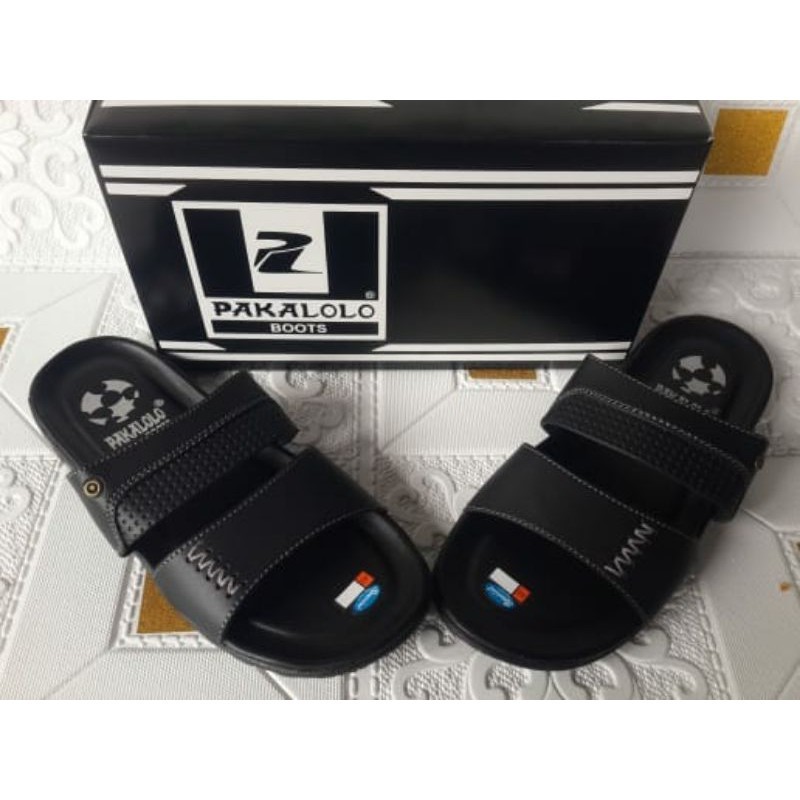 Sandal Pakalolo Pria Original 100% Kulit Asli Motif Selop Terbaru Hitam Tan Coklat Murah | Modern | 