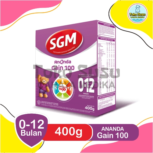 SUSU FORMULA SGM ANANDA GAIN 100 UNTUK BAYI USIA 0-12 BULAN 400 GR RASA PLAIN/TIDAK ADA RASA (PANGAN