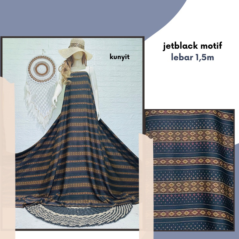 jetblack motif kain hitam motif kain untuk dress kain lebar 1,5m