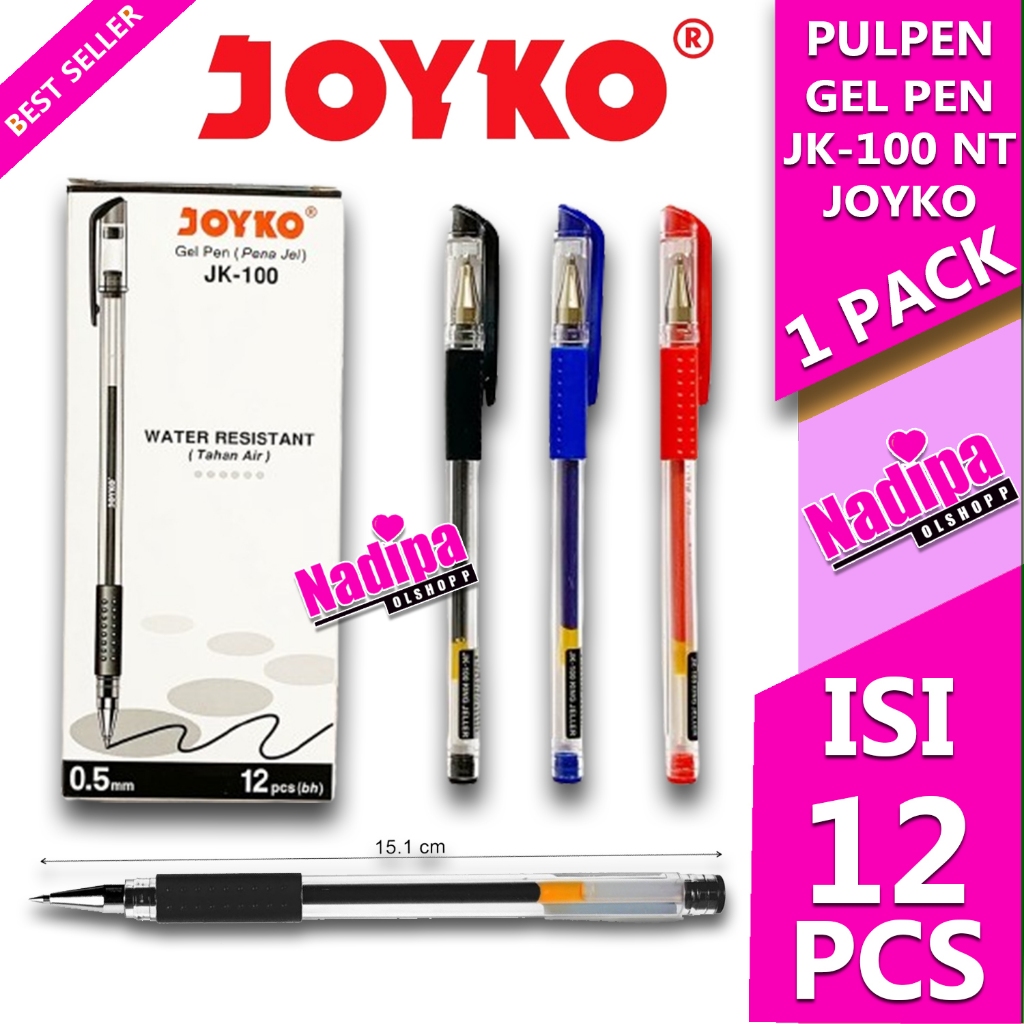 

PULPEN JOYKO GEL PEN ( PENA GEL ) JK-100 NT SMOTING WRITING ISI 12 PCS NADIPA OLSHOPP