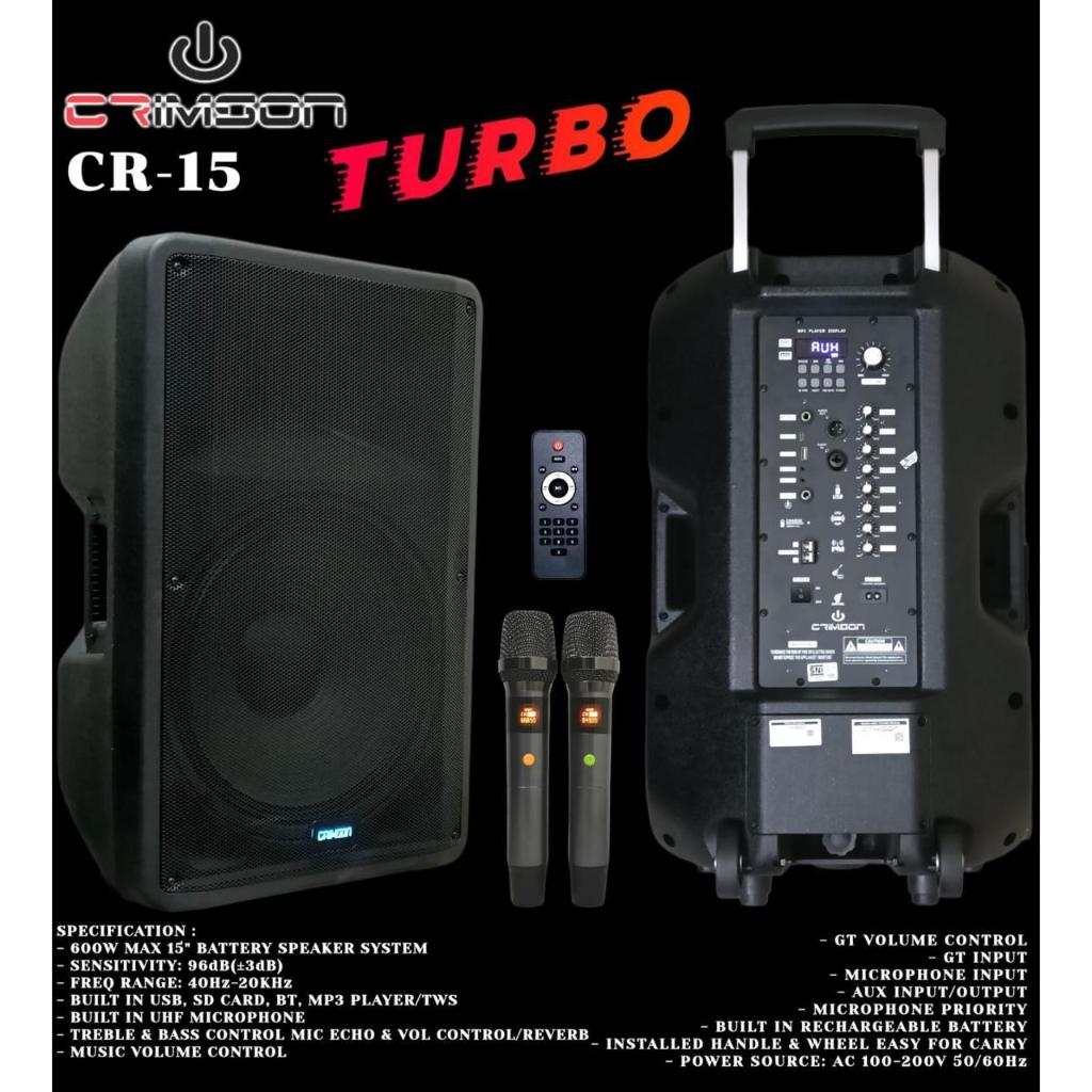 Speaker Portable 15 Inch Crimson CR15 Turbo Crimson CR 15 Turbo CR-15