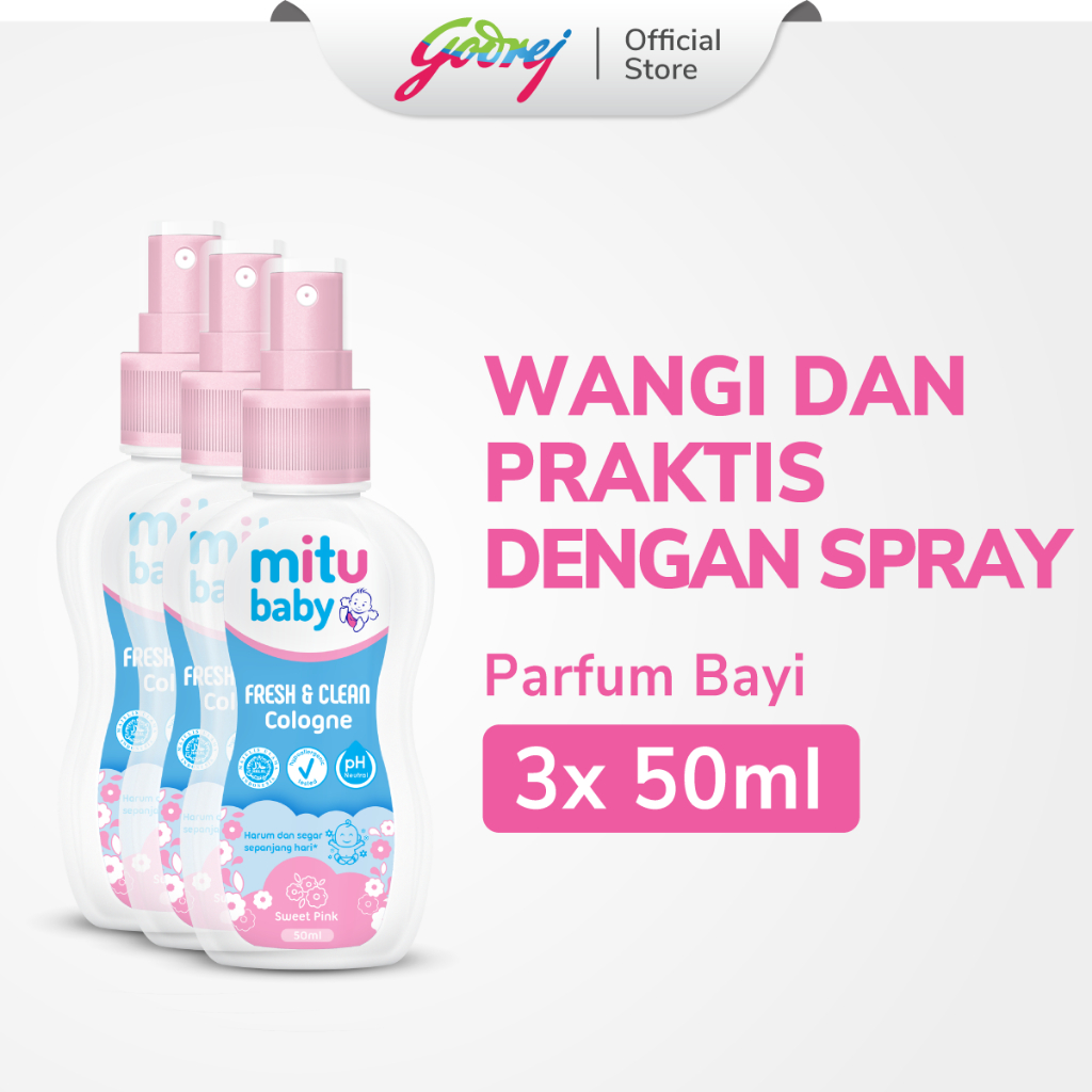 Mitu Baby Cologne Sweet Pink Spray 50ml x3 - Parfum Bayi