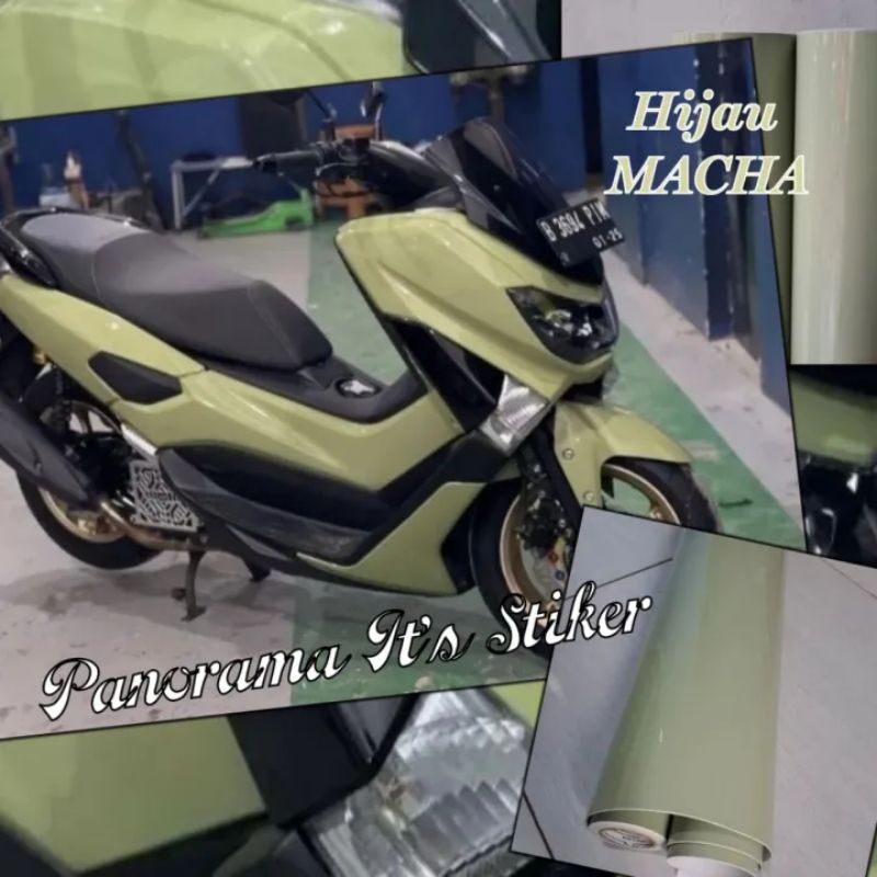 Sticker Skotlet Motor Hijau Sage Glossy Premium  Scotlite Hijau Pastel Mengkilat  Skotlet Hijau Sage