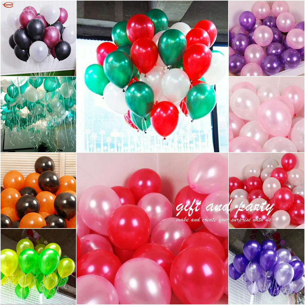 Metalik Mix warna / Balon Latex Metalik Warna-warni / Latex Metalik 12 inch 2 Warna