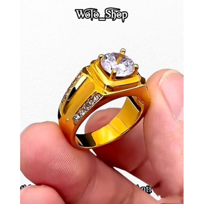 Cincin Pria Permata Zirkon Super Mewah Anti karat