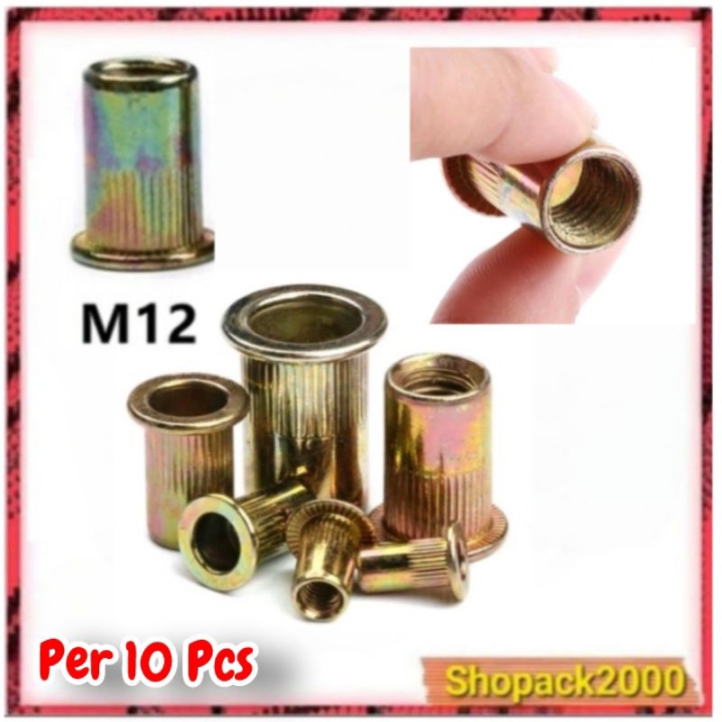 Rivet Nut m12 / insert Nut / Mur Rivet / Nutsert / Mur Tanam per 10 pcs