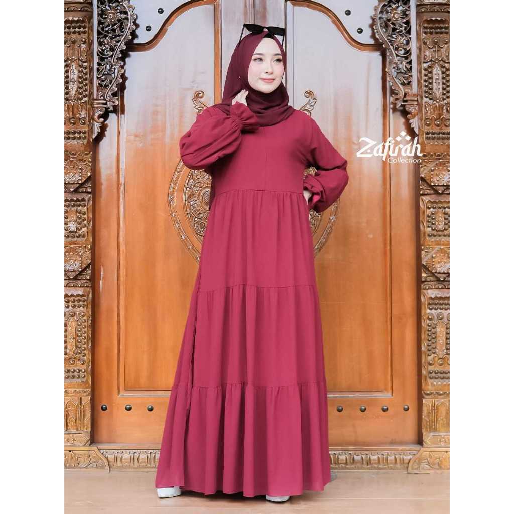 Gamis Aishwa Bahan Ceruty Baby Doll Armani Full  Furing Premium