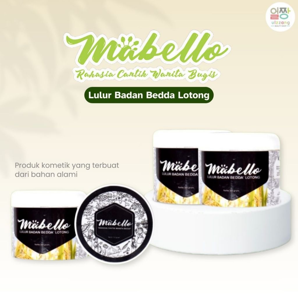 MABELLO Bedda Lotong 100gr Lulur Hitam Mabello Asli Bugis Pemutih Badan Permanen BPOM
