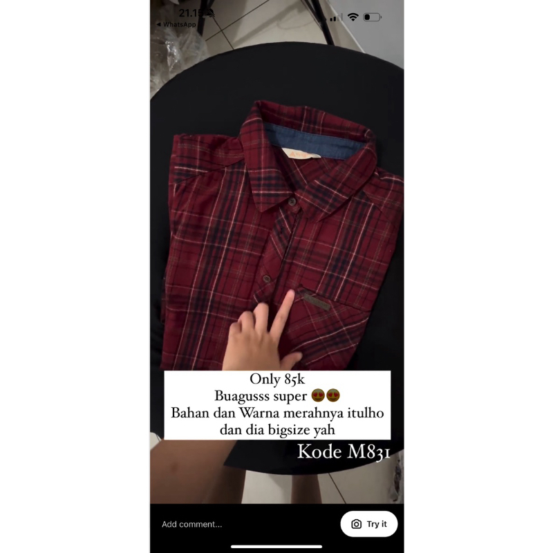 Vv Olivia kemeja maroon korea