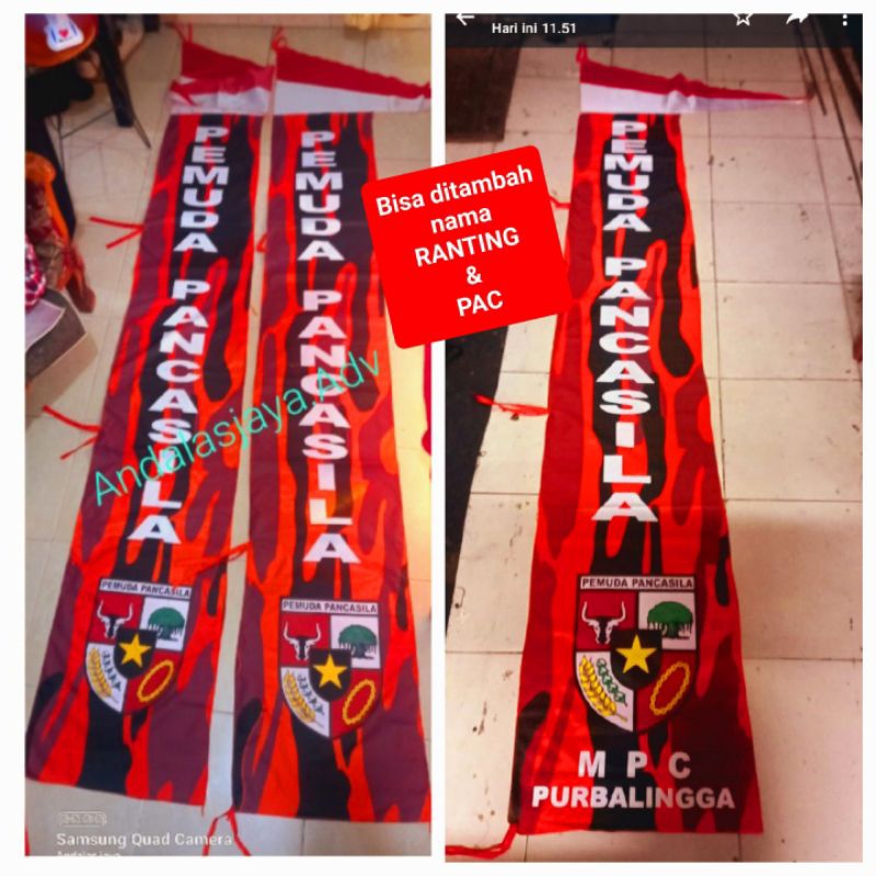 Umbul2 PEMUDA PANCASILA Ukurqn Standar 3mtr X50cm bisa ditambah nama wilayah RANTINNG, PAC. dll