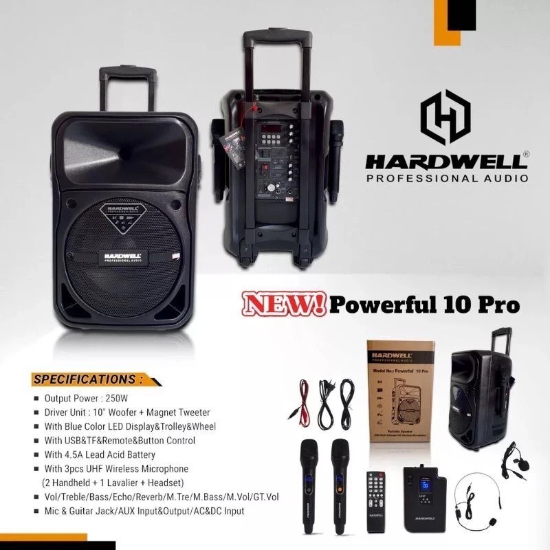 Speaker Aktif Portable 10 Inch HARDWELL Powerfull 10 Pro Hardwel ORI