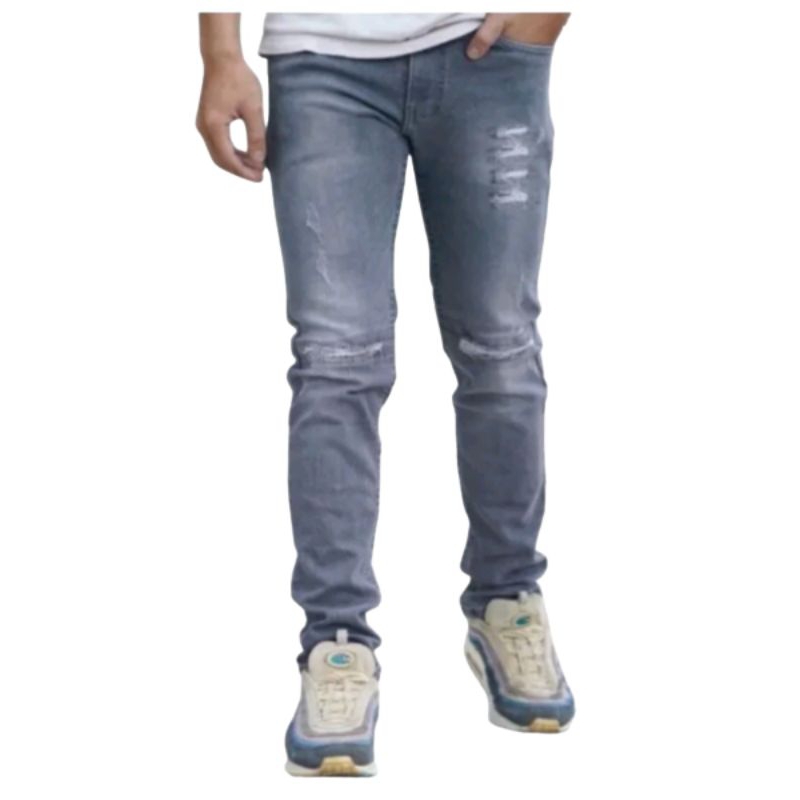 Drs Celana Jeans Sobek Pria Abu Abu Celana Jeans Sobek Big Size 28-46