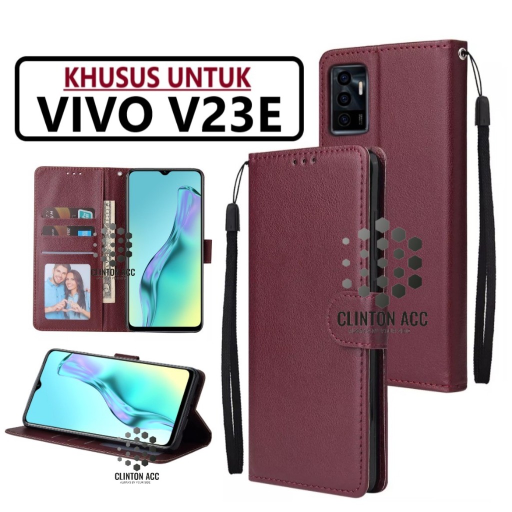 CASE HP VIVO V23E FLIP WALLET LEATHER DOMPET KULIT SOFTCASE PREMIUM FLIP COVER SARUNG BUKA TUTUP FLI