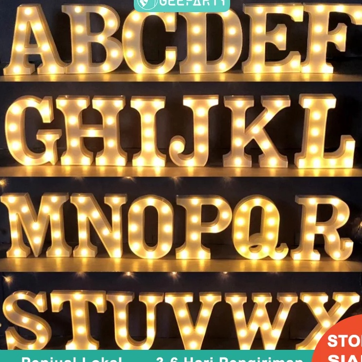 Hadir Promo  Lampu LED Huruf Alfabet 3D DIY Lampu Huruf Hiasan Dinding untuk Dekorasi Pesta Ulang Ta
