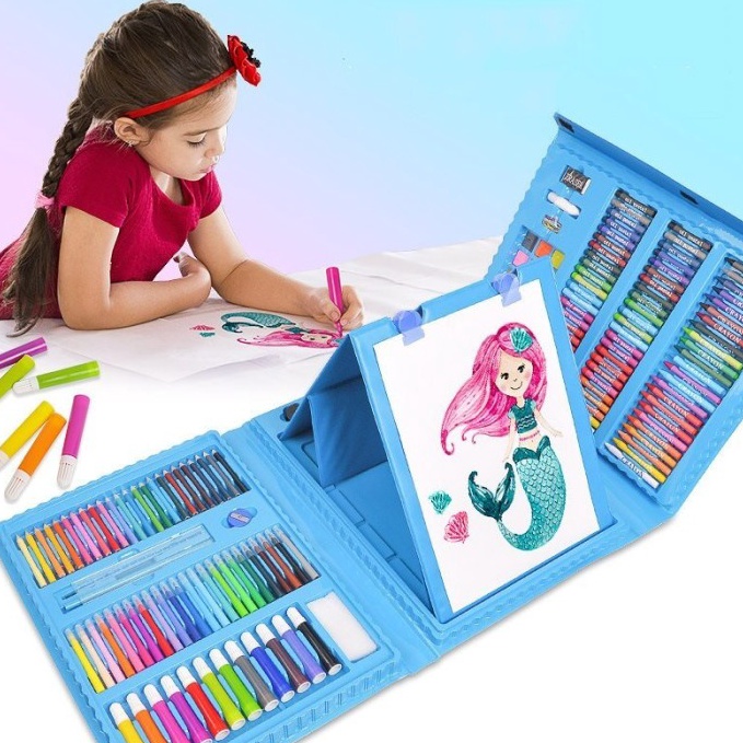 

el baru Super Mega Art Set Alat Gambar Tulis Anak rayn Pensil Warna 28 Ps QHV