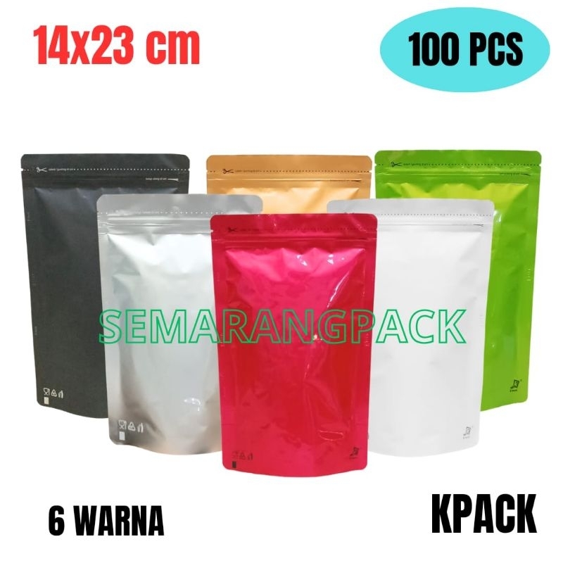 isi 100 pcs STANDING POUCH WARNA 14X23 CM/STAND POUCH/PLASTIK KEMASAN KPACK