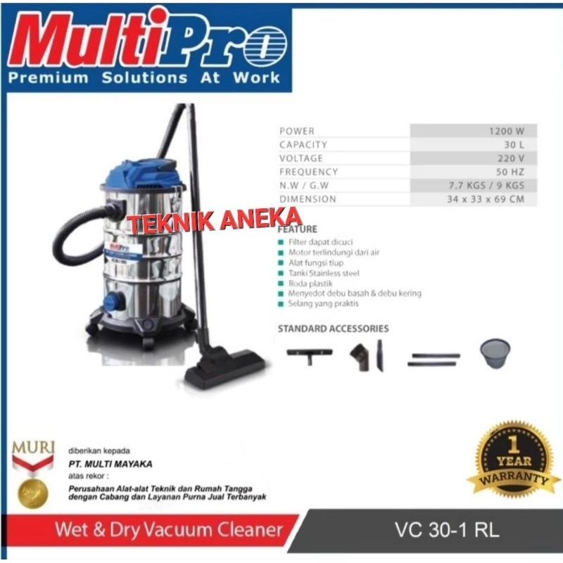 MULTIPRO VC30-1RL VACUUM CLEANER WET DRY BLOWER PENYEDOT DEBU BASAH KERING VC 30-1RL