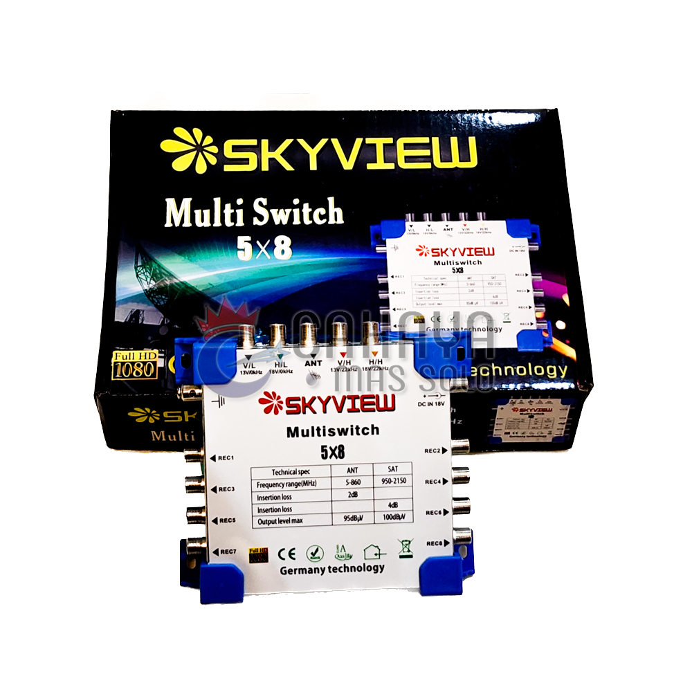 Multi Switch Skyview 5X8 1 Antena 2 LNB VH 8 Out Receiver Parabola Aktif Power Supply Adaptor