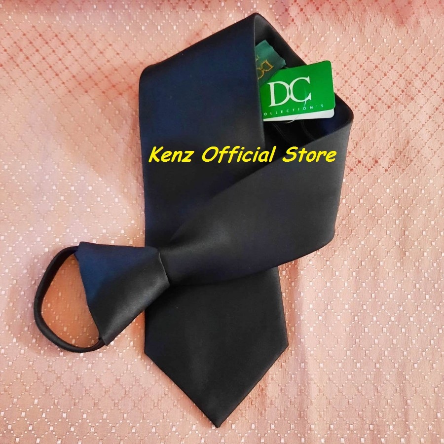 Dasi Hitam Polos Dasi Pria Dasi Formal Dasi Instan Langsung Pakai Premium Decarlo 0023