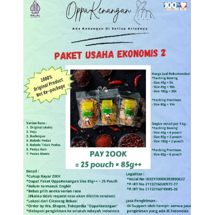 

⭐️OppaKenangan⭐ [ PAKET USAHA EKONOMIS 2 ] OPAK SINGKONG BUMBU ANEKA RASA