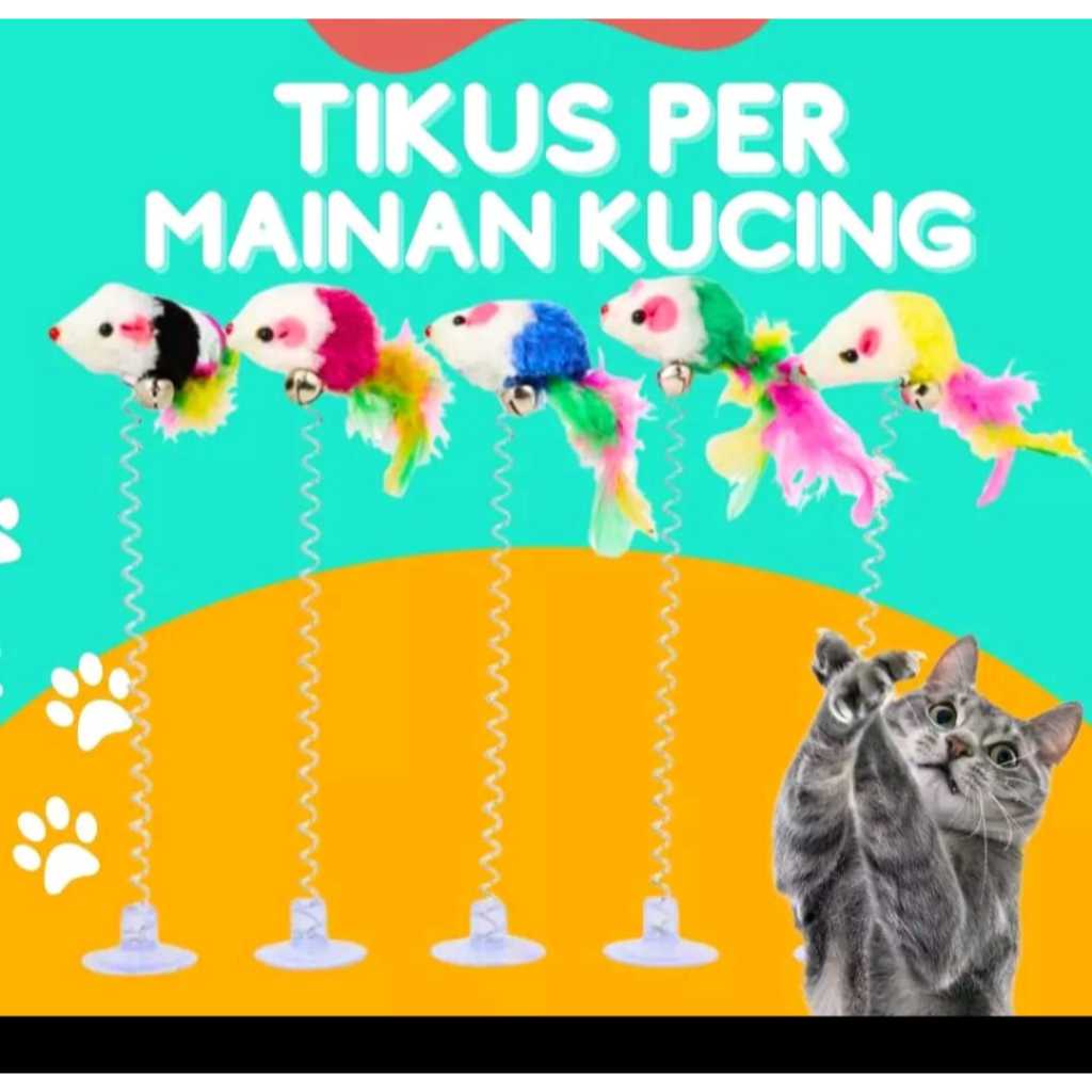 Spring lonceng tikus - Mainan kucing tikus per
