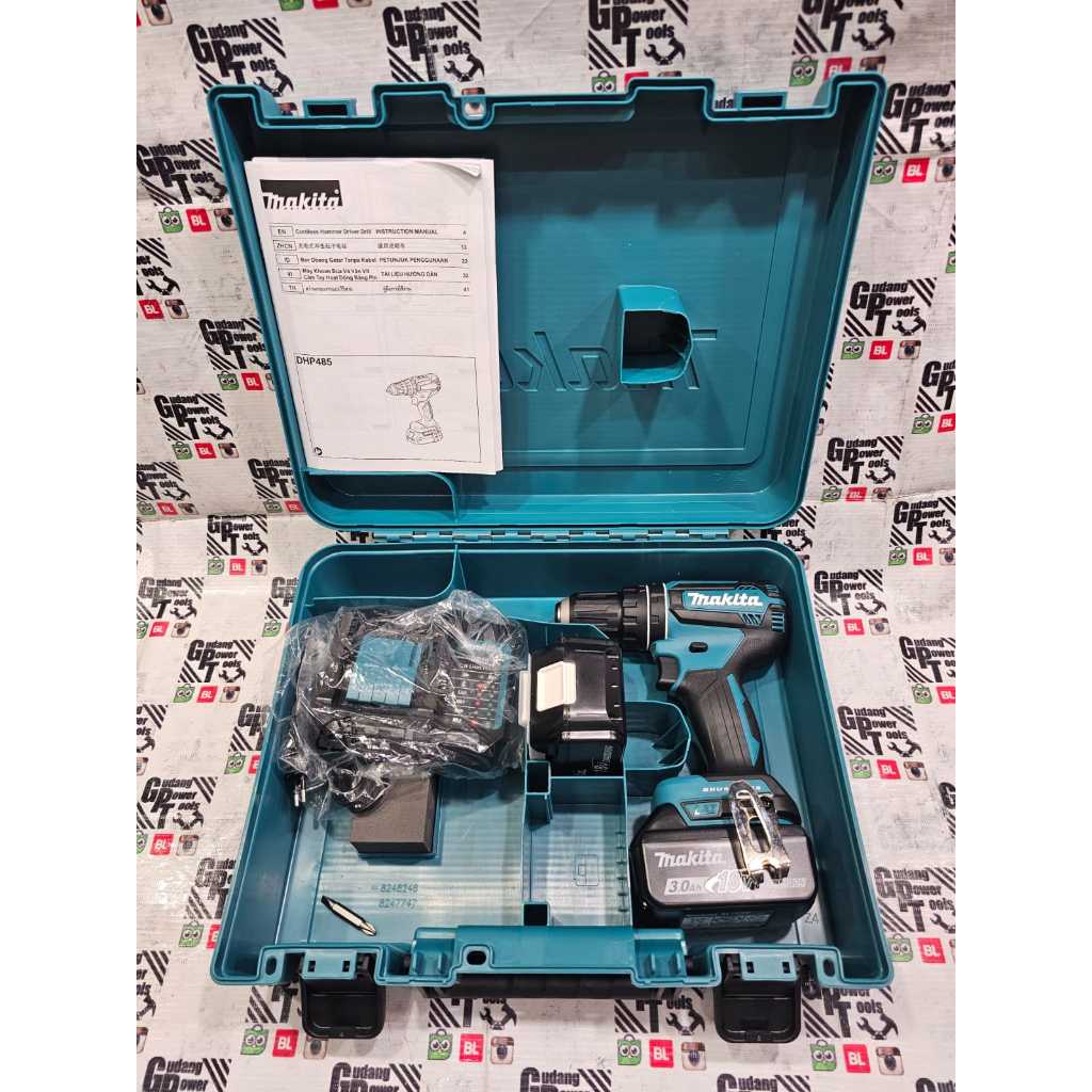 Mesin Bor Baterai Cordless Drill Makita 13mm 18V Brushless DHP485FN001
