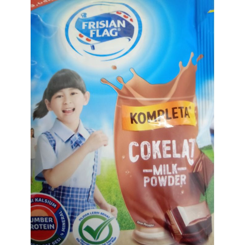 

susu coklat bubuk bendera Frisian flag kompleta per renceng isi 10 sachet