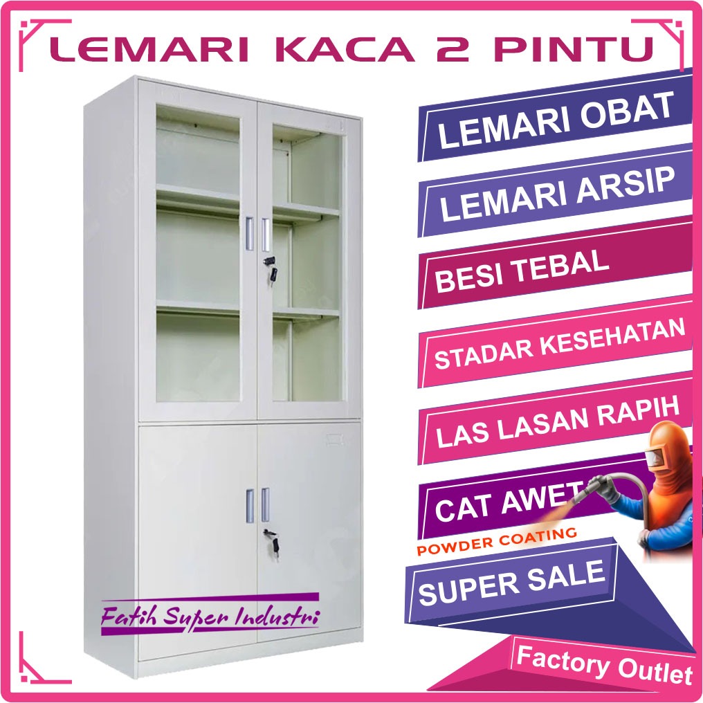 Lemari Obat Kaca 2 Pintu | Lemari Kaca 2 Pintu | Lemar Arsip