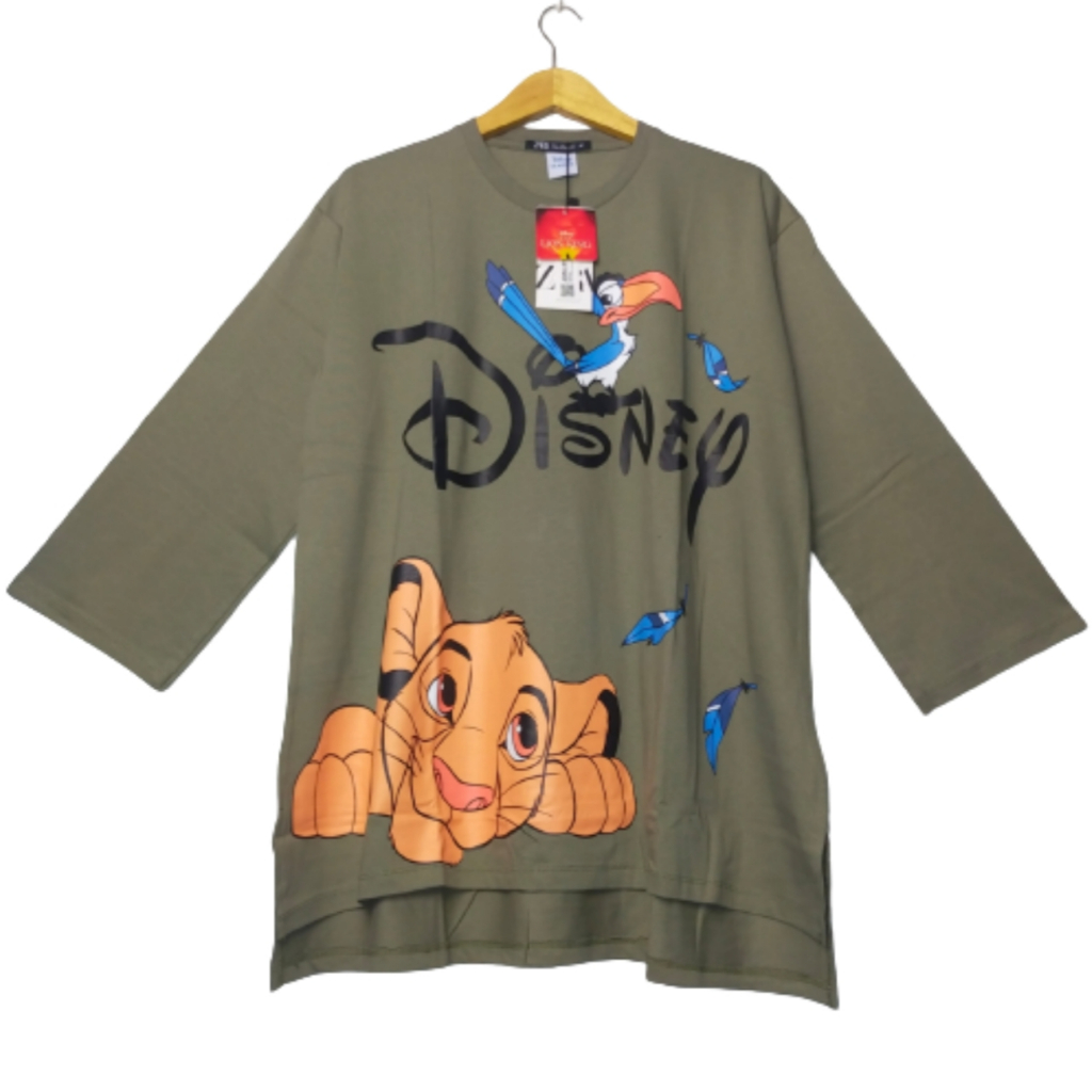 Kaos lengan panjang wanita oversize tunik kekinian katun combed 24s army ld 126 - 130 pakaian disney