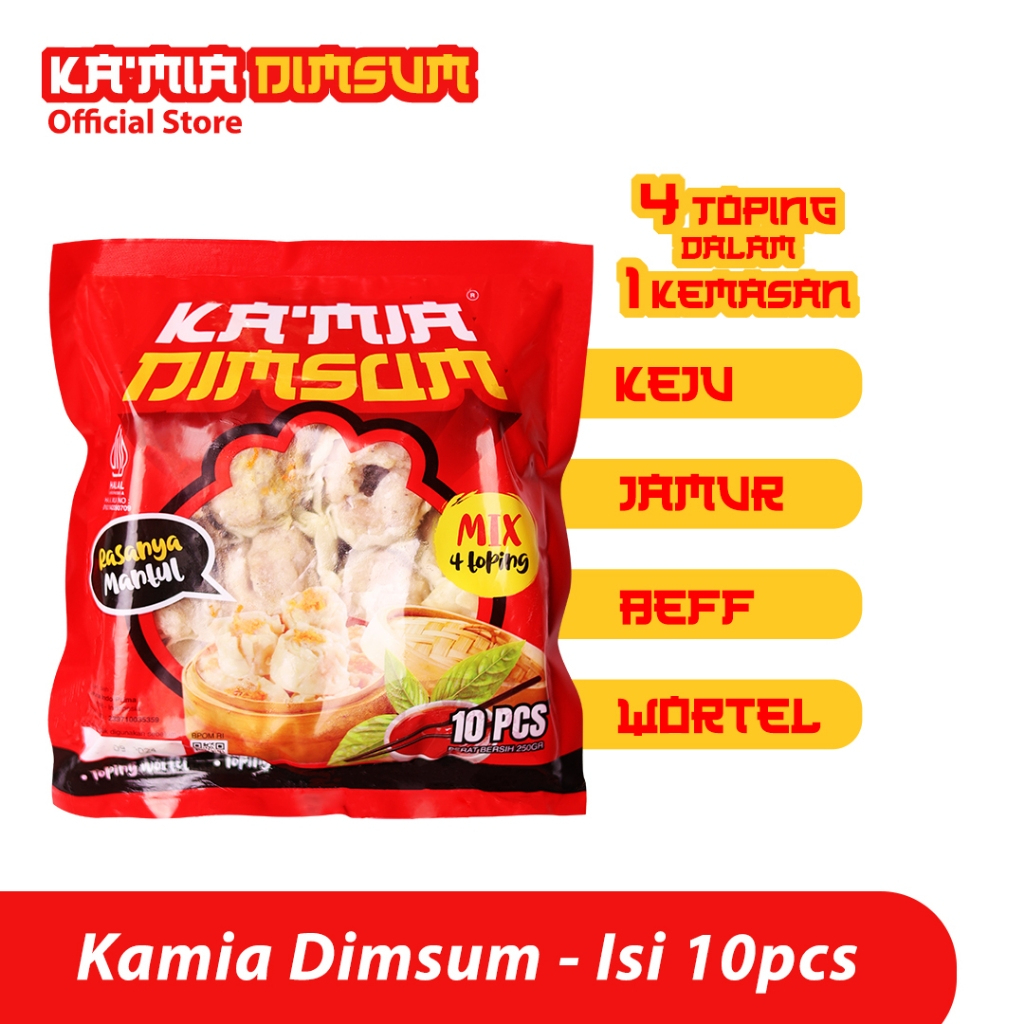 

DIMSUM KAMIA - Dimsum Mix Halal dengan 4 rasa toping isi 1 pack (10pcs/pack)