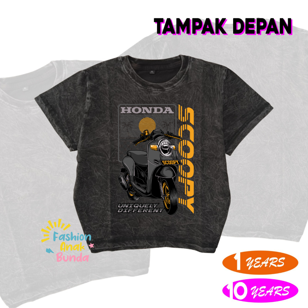 Baju Anak Kaos Anak Motif Motor Honda SCOOPY Terbaru Free Nama
