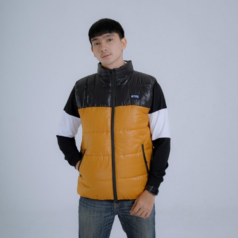 Puffer Vest Jacket Kombi Black Yellow