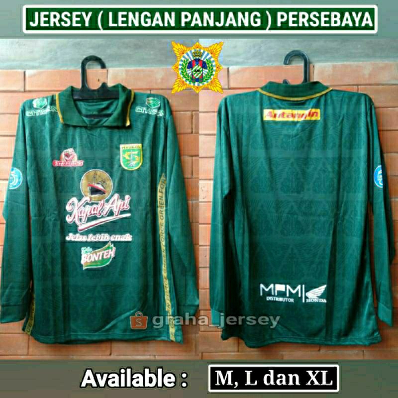Jersey Persebaya LENGAN PANJANG Home 2023 - 2024 BRI Liga 1 Hijau Kerah LS Lokal