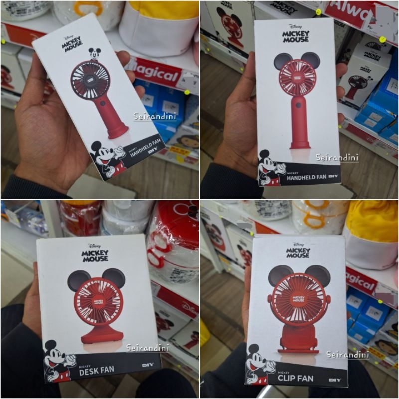 Kipas Angin USB Rechargeable Disney Mickey Mouse Karakter Handheld Desk Clip Fan Kipas Tangan Kipas 