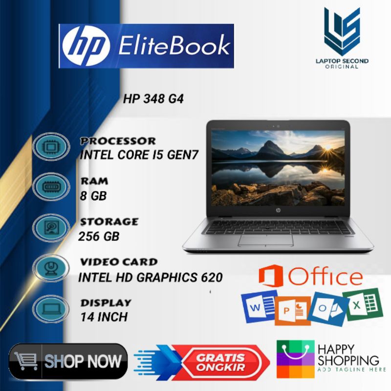 HP PROBOOK 348 G4 CORE I5 GEN7 RAM 8GB/SSD 256GB BERKUALITAS