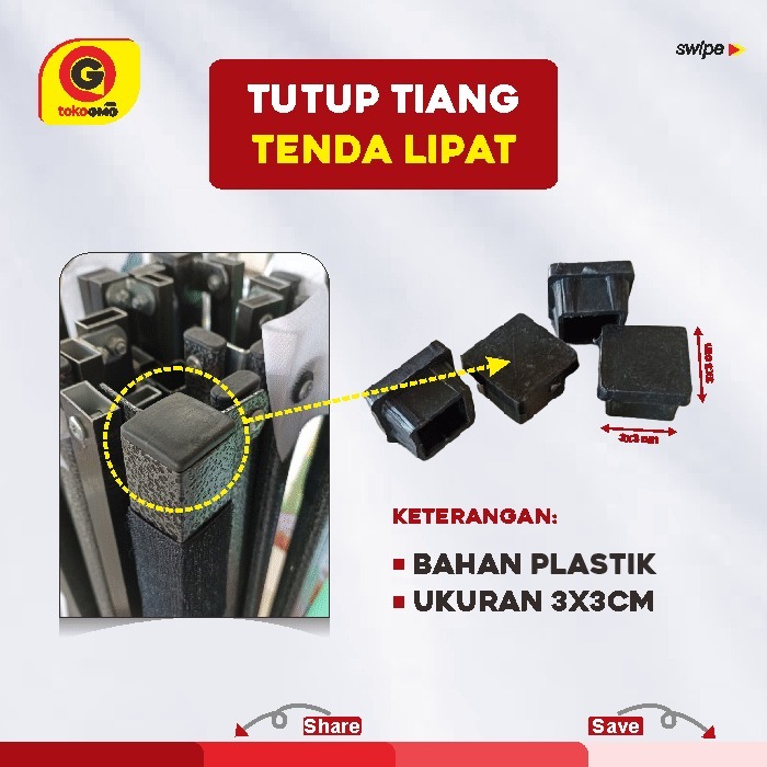 Tutup tiang tenda lipat 3x3