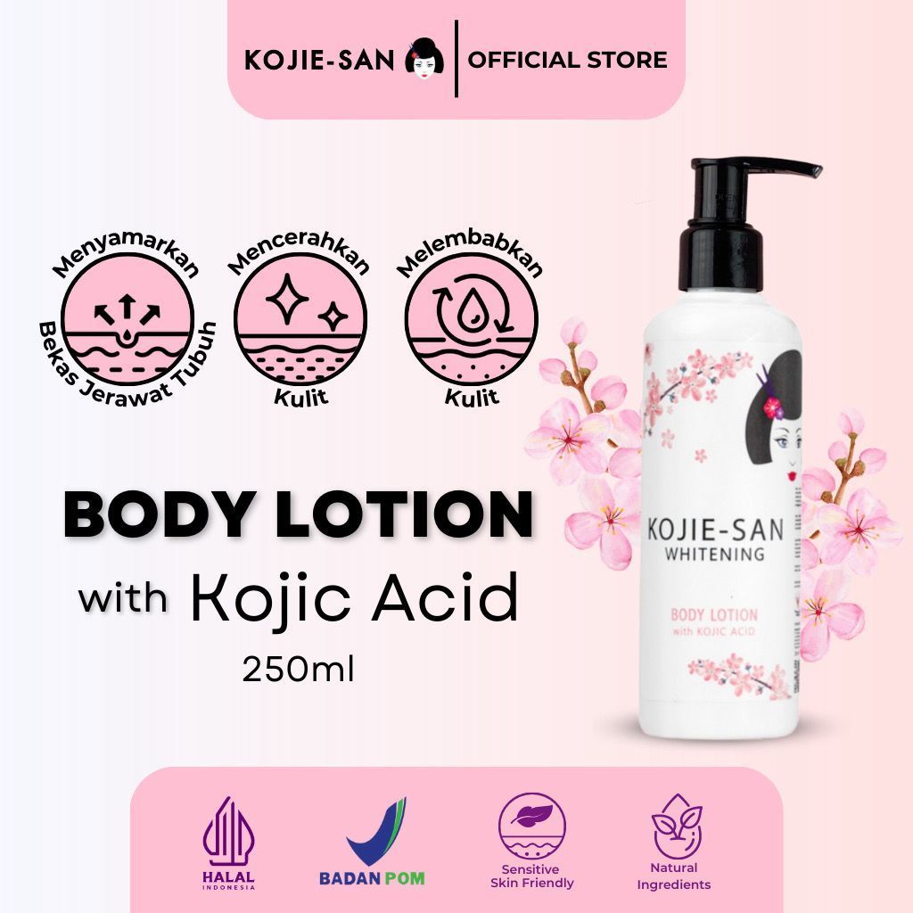 KOJIE-SAN Body Lotion Whitening 250ml / Lotion With Kojic Acid Glow Skin Goat Milk