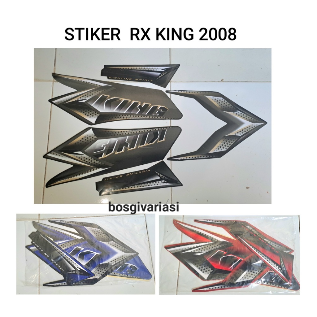 stiker striping motor rx king 2008 / stiker rx king 2008 merah hitam biru