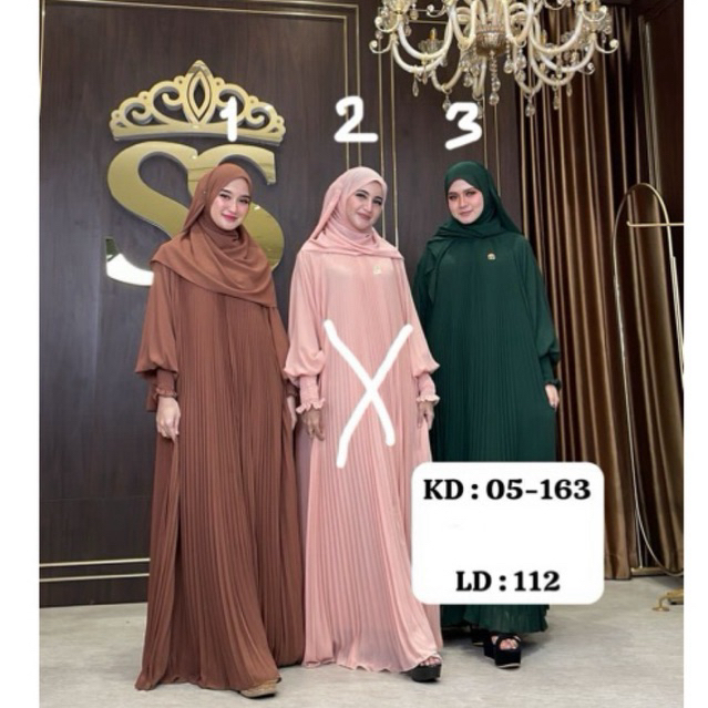 Gamis Plisket Plus Hijab Shellasaukia Original